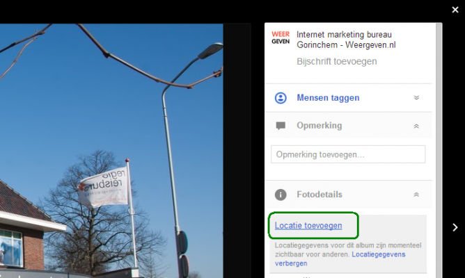 Google+ geotag functie